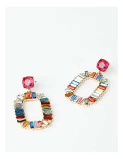 Outlet 🎉 Piper Baguette Statement Earring In Multicolour 🎉