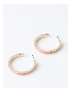 Outlet 👍 Basque Enamel Hoop Earring 30mm In Pink 🎁
