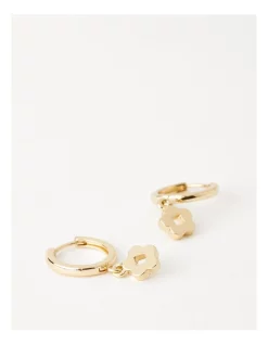 Best deal 🥰 Piper Daisy Charm Hoop Earring In Gold 👍