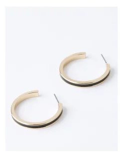 Cheapest 😉 Basque Enamel Hoop Earring 30mm In Black 💯