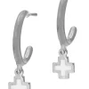 Cheapest 🔔 Mocha Tiny Shiny Earrings W/ Enamel Cross Silver 🎁 -Cheap Earrings Shop unnamed file 223