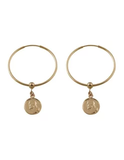 Hot Sale 🥰 Mocha Religious Charm Gold Hoop Earrings 🌟