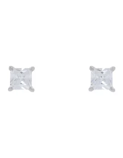 Hot Sale 🥰 Gregory Ladner 6mm Cubic Zirconia Silver Square Stud Earring 💯