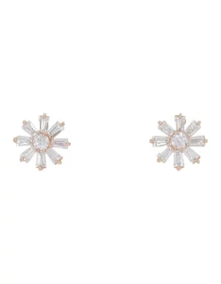 Best Sale 🔔 Gregory Ladner Flower Shaped Cubic Zirconia Rose Gold Earrings 🥰
