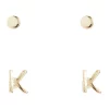 Promo 💯 Seed Heritage Initial 'K' Stud Earring 2 Pack In Gold 👏