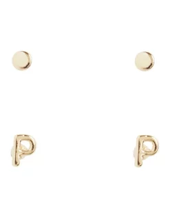 Best deal 🎉 Seed Heritage Initial P Stud Earring 2 Pack In Gold 🎁
