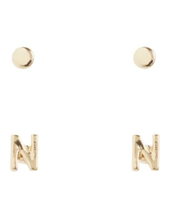 New ⌛ Seed Heritage Initial N Stud Earring 2 Pack In Gold 😀