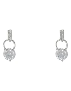 Buy 🛒 Gregory Ladner Tiny Crystal On Small Ring Fitting Silver Earrings 🎁