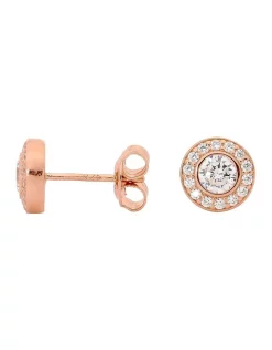 Outlet 😍 Georgini White Cubic Zirconia Round Rose Gold Stud Earrings 🧨