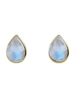 New ✨ Mocha Cased Pear Moonstone Studs Gold 🎉
