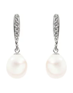 Best deal ✔️ Pure Elements Freshwater Pearl & Crystal Drop White Earrings 💯