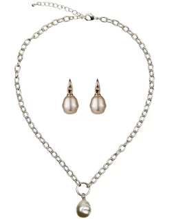 Budget ✔️ Gregory Ladner Baroque Pearl Earring And Gold Necklace Gift Box Set 💯