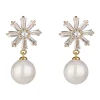 Cheapest 👍 Gregory Ladner Starburst Cubic Zirconia And Pearl Drop Earring In Gold 🧨