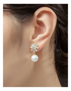 Cheapest 👍 Gregory Ladner Starburst Cubic Zirconia And Pearl Drop Earring In Gold 🧨 -Cheap Earrings Shop unnamed file 603