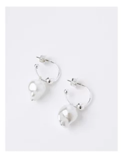 Best reviews of 🔔 Basque Irregular Pearl Drop Earrings In Silver 🛒