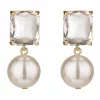Promo 😍 Gregory Ladner Emerald Cut Stone With Pearl Drop Earrings In Gold 🥰