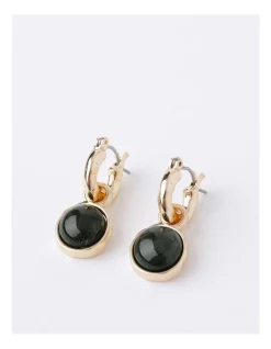 Flash Sale ✨ Basque Beaten Hoop Drop Earrings Green 🥰