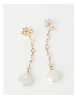 Top 10 ⭐ Basque Dainty Chain With Pearl Drop Earrings In Gold 😀