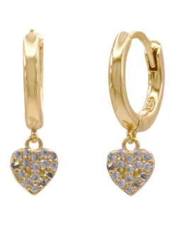 Buy ✨ Pure Elements Dainty CZ Heart Huggies In 14ct Gold Plating ⌛