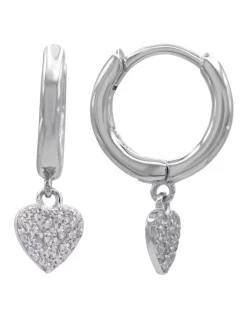 Deals 👍 Pure Elements Dainty CZ Heart Huggies In Silver 😉 -Cheap Earrings Shop unnamed file 717
