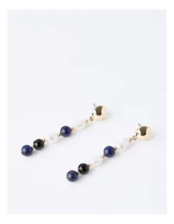 Flash Sale 😉 Trent Nathan Stone & Pearl Long Drop Earring In Blue 🌟