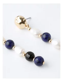 Flash Sale 😉 Trent Nathan Stone & Pearl Long Drop Earring In Blue 🌟 -Cheap Earrings Shop unnamed file 753