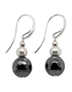 Outlet 🔔 Pure Elements Hematite & Pearl Silver Grey Earrings 👍