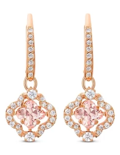 Best deal ⭐ Swarovski Sparkling Dance Clover Pierced Rose Gold Huggie Earrings 😀