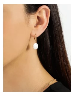 Flash Sale 😉 Basque Flat Pearl Drop Earrings In Gold 🔔 -Cheap Earrings Shop unnamed file 872