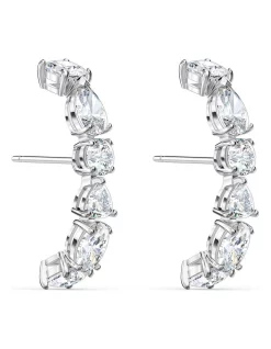Best deal 🔥 Swarovski Tennis Deluxe Mixed Pierced Silver Ear Climber Earrings 🔥 -Cheap Earrings Shop unnamed file 875