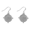 Best Pirce ✨ Mocha Hook Compass Frame Threepence Silver Drop Earrings 🤩