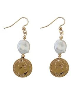 Deals ❤️ Mocha Token Small Keshi Pearl Gold Drop Earrings 🎁