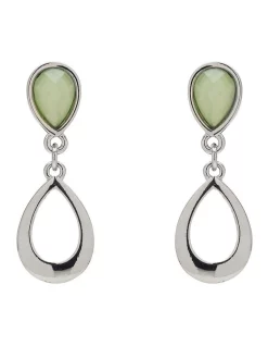 Hot Sale 🥰 Barcs Open Stone Drop Clip On Earring In Green ✨