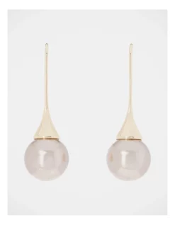 Buy 🤩 Trent Nathan Large Brown Pearl Gold Long Sleek Hook Earring 🤩