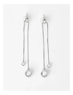 Cheapest 🔔 Trent Nathan Long Drop Ball Silver Earrings 🎉