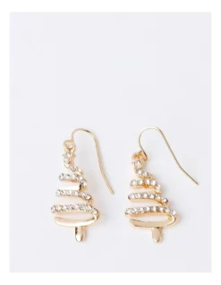 Wholesale 👏 Design Studio Pave 🔔 Christmas Tree Hook Earring In Gold 😉